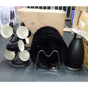 13-pcs-Dinner-set-(6-mugs,-6plates-1-JP-Vacuum-flask)-all-black