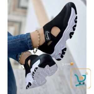 Tommy Hilfiger Platform Light Breathable Black Ankle Buckle Laceless women's Sneakers shoes