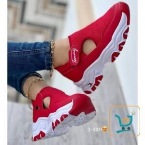 Tommy Hilfiger Platform Light Breathable Red Ankle Buckle Laceless women's Sneakers shoes