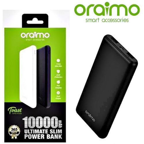 Oraimo 10000mAh Portable Fast Power Bank: Charge Your Devices Fast and Safely with Durable Design
