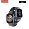 Sleek black smartwatch with vibrant touchscreen display, showcasing fitness tracking and notification features.
