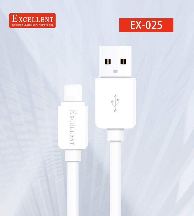 Ditch the Wait with Excellent 2X Fast Charging Data Cable EX-025 Durable braided nylon data cable with reinforced connectors and LED charging indicator, supporting 2x faster charging for smartphones and tablets.