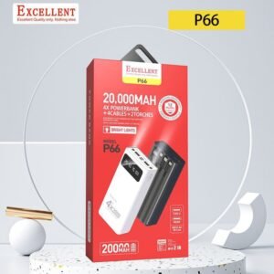 Excellent 20000mAh 4x Four Inbuilt Cables + LED Big Light Power Bank P66